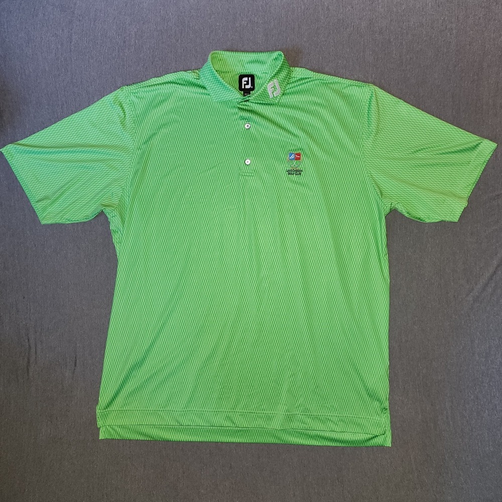 FootJoy Mens 2XL Geometric Golf Polo Lake Chesdin Country Club Green Polo